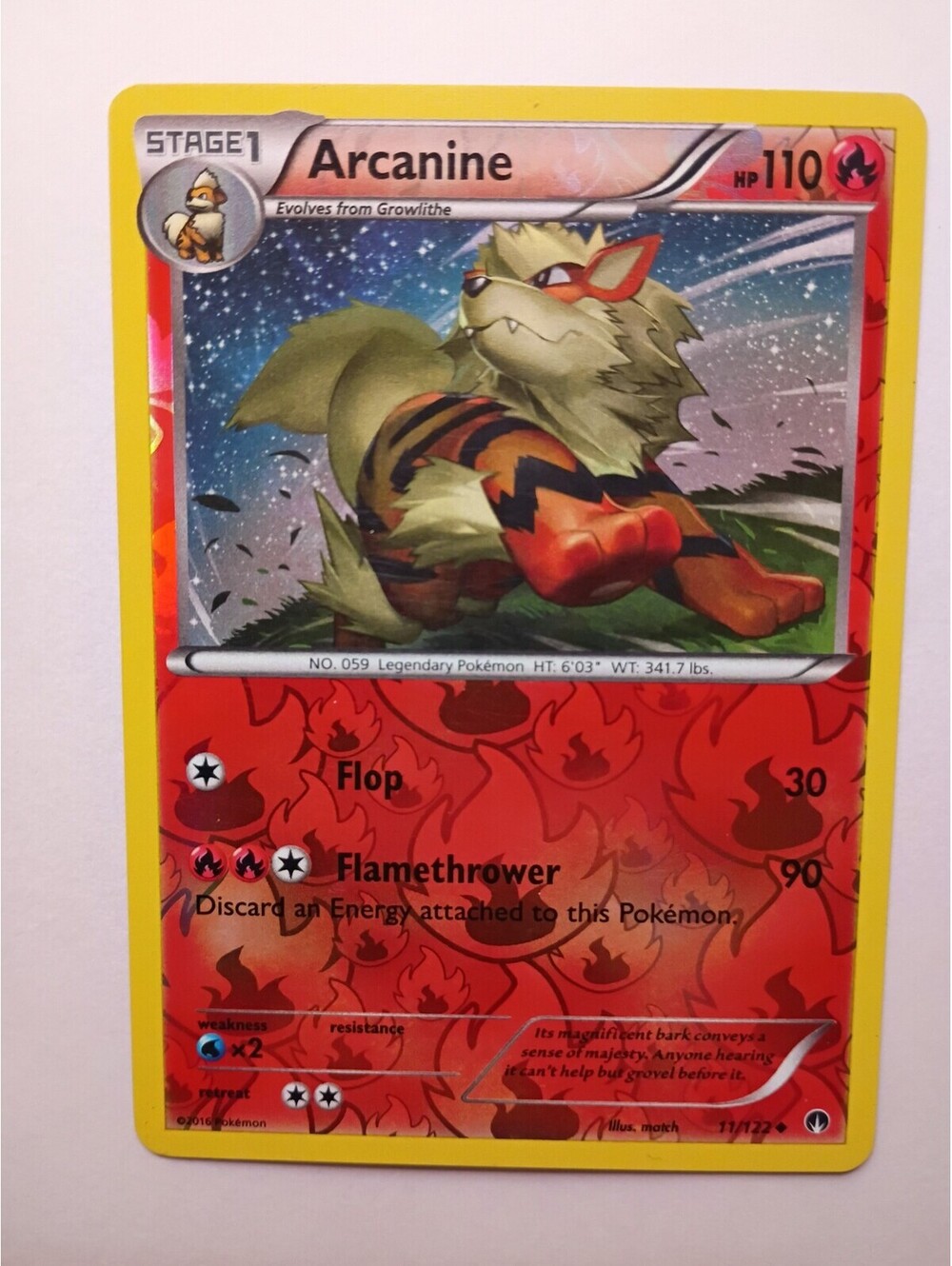 Pokemon TCG Arcanine reverse Holo 11/122 2016